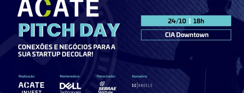 Evento ACATE Pitch Day terá a apresentação de startups a investidores no CIA Downtown, no Centro de Florianópolis.